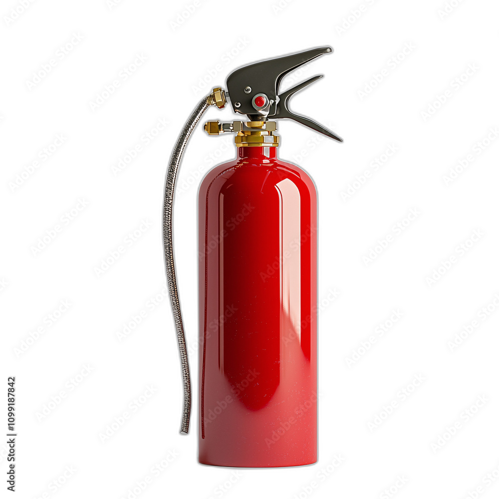Obraz premium Red Fire Extinguisher on Black Background. Illustration on transparent & white background, isolate PNG