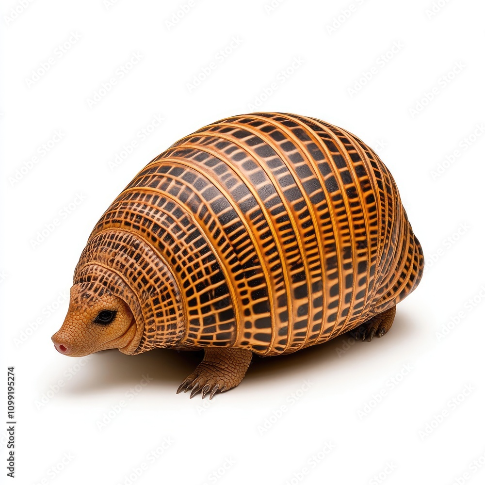 Fototapeta premium A unique armadillo encounter in nature wildlife photography outdoor setting close-up view animal behavior exploration