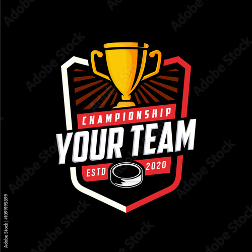 Hockey tournament logo in modern minimalist style, hockey logo team