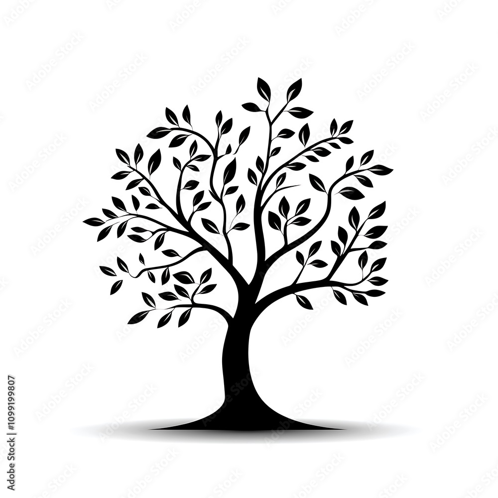 Obraz premium Tree of Life symbol in black vector form on white space.