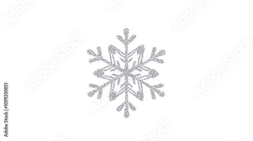 Festive snowflake ornament with glitter, isolated clean design, elegant winter theme, stock image