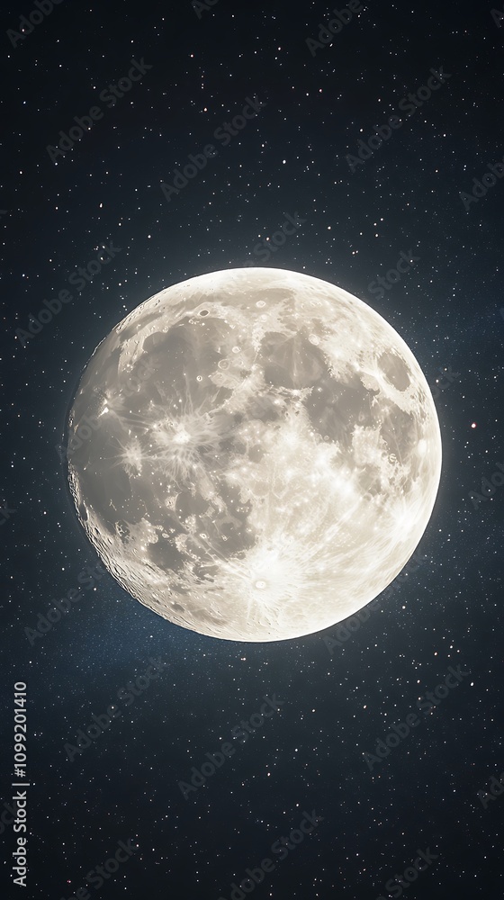 Fototapeta premium Full moon close-up vector art showcasing intricate lunar textures.