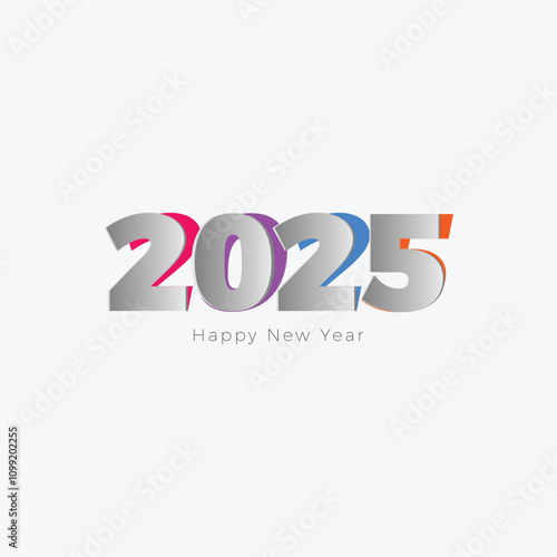 Premium vector. Happy new year 2025 design with colorful truncated number illustrations. Design for poster, banner, greeting and new year 2025. 2025 number design template. New Year social media.