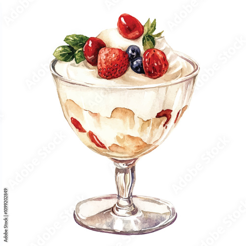  Pudding watercolor clipart illustration