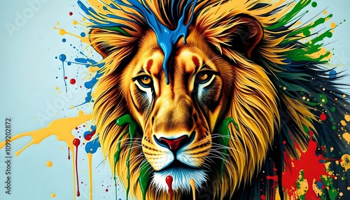 Colorful Lion Portrait photo