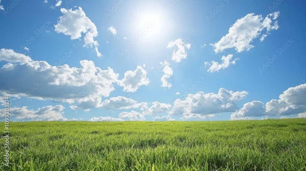 Obraz premium Vast Rural Skyscape with Rolling Fields and Azure Sky