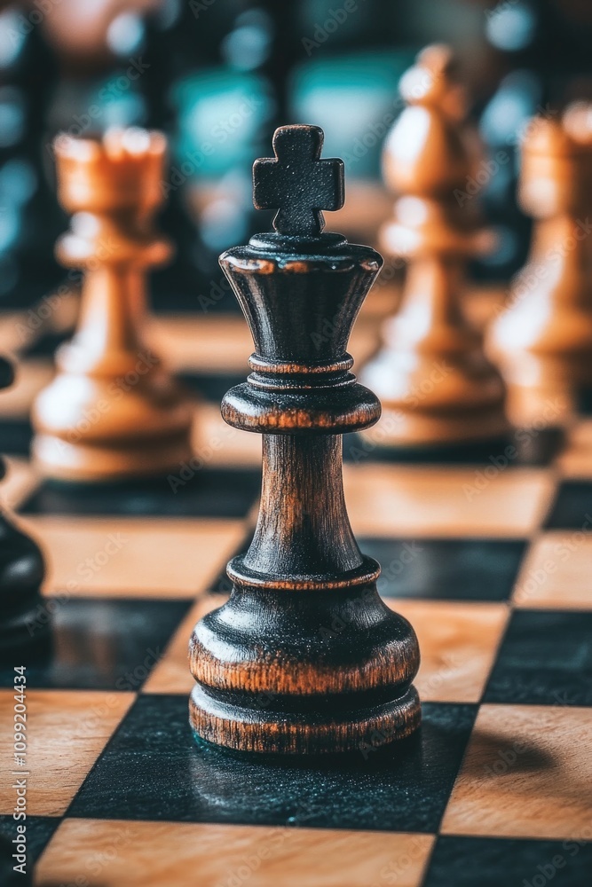 Fototapeta premium Chess Board Pieces Close Up