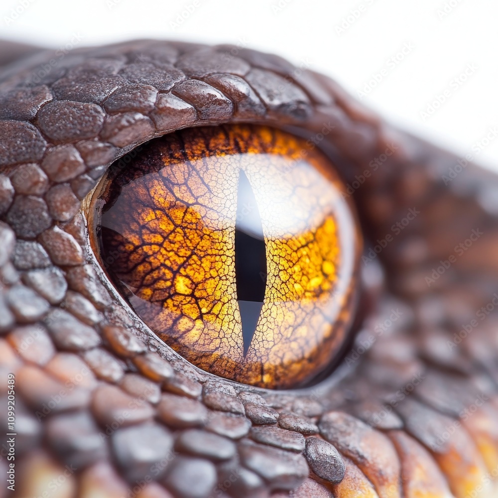 Fototapeta premium 2408_087.Extreme closeup of a Python's Pupil, showcasing intricate details and textures,isolated on white background