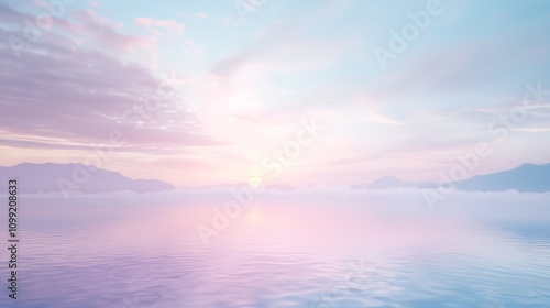 Serene Dawn Skyscape with Misty Lake - Tranquil Atmosphere for Reflection | Ultra-Detailed Landscape Photography