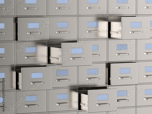 Filing cabinet with open dr...