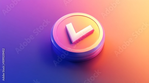 Wallpaper Mural 3D Render Check Mark Icon: Minimalistic Design with Gradient Background Torontodigital.ca
