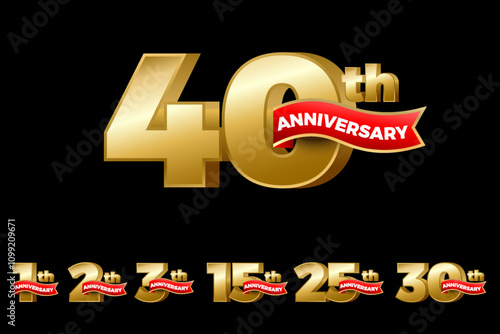 Golden anniversay luxury emblem set