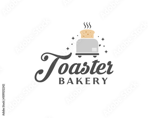Toaster Bakery Bread Delicious Food Cooking Oven Machine Equipment Vector Logo Design Illustration
