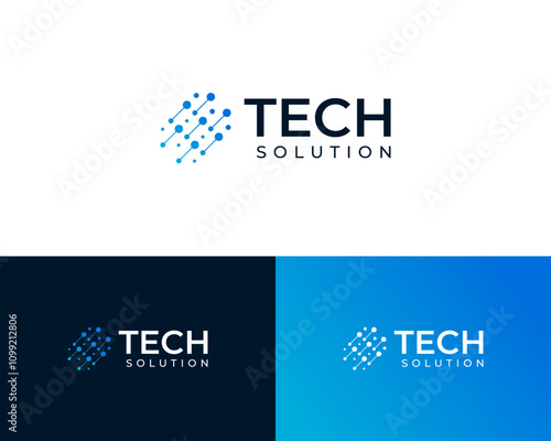 Abstract Neural Connection Network Technology Digital Modern Solution Vector Logo Design Illustration