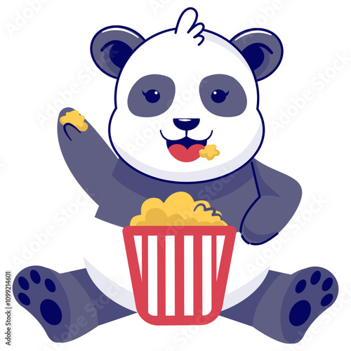 Cute Panda Illustration Isolated on White Background. Vector Cartoon Character