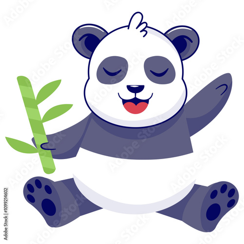 Cute Panda Illustration Isolated on White Background. Vector Cartoon Character