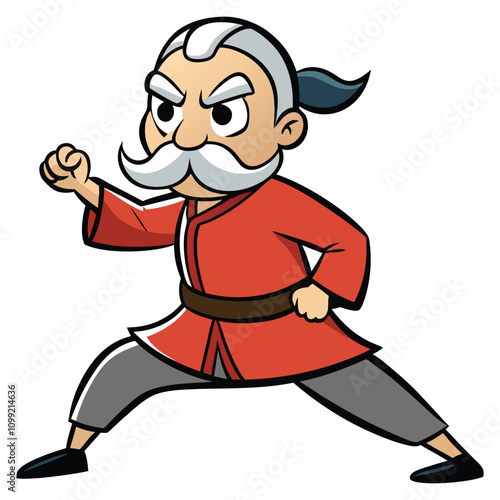 An old karate Chinese man with a long mustache