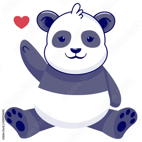 Cute Panda Illustration Isolated on White Background. Vector Cartoon Character