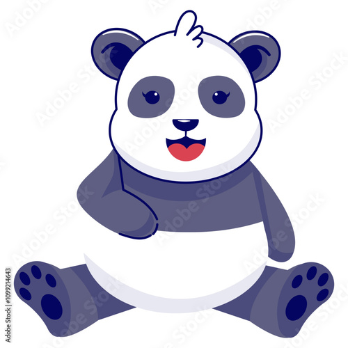 Cute Panda Illustration Isolated on White Background. Vector Cartoon Character