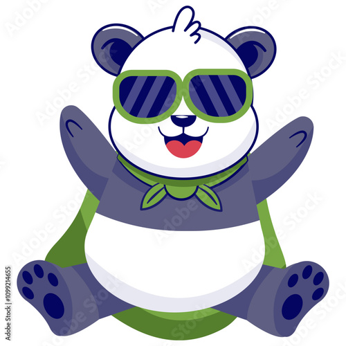 Cute Panda Illustration Isolated on White Background. Vector Cartoon Character