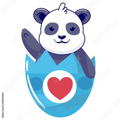 Cute Panda Illustration Isolated on White Background. Vector Cartoon Character