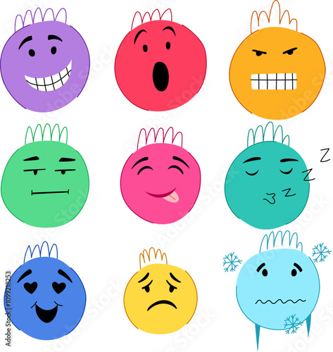 comic face set cartoon. joke silly, hilarious amusement, entertainment al comic face sign. isolated symbol vector illustration