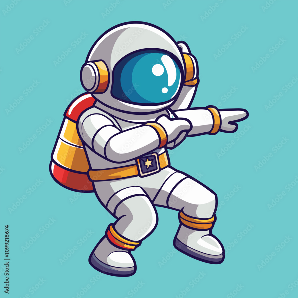 Obraz premium Astronaut Dabbing Cartoon Vector Icon Illustration