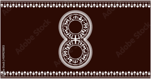 warli painting Harmony,rafted the numbers1,2,3,4,5,6,7,8,9, font to 10 in the traditional Warli font. 1 As she painted, she imagined the numbers coming to life