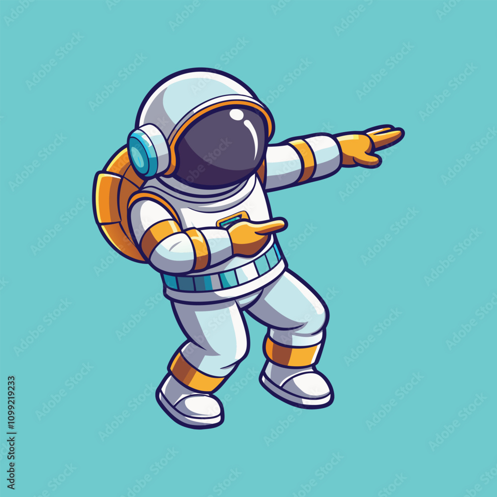 Obraz premium Astronaut Dabbing Cartoon Vector Icon Illustration