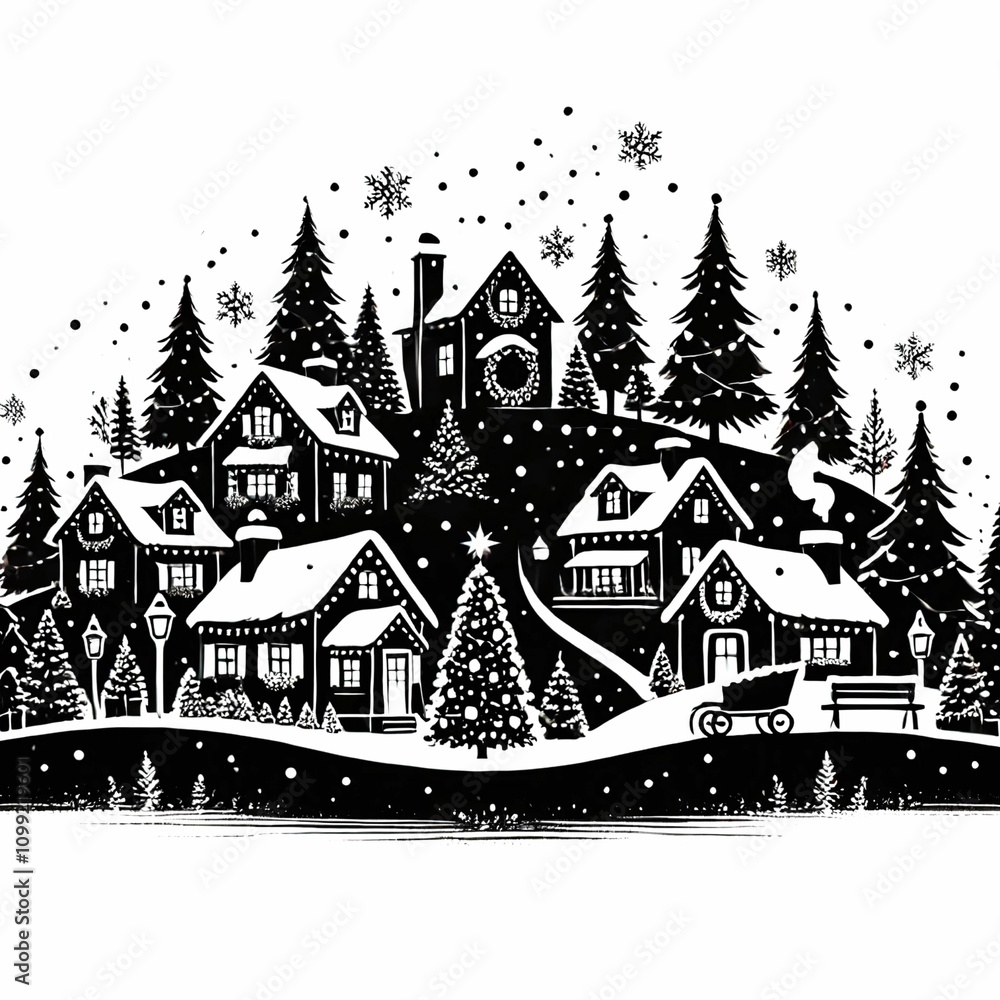 Naklejka premium christmas night in various places