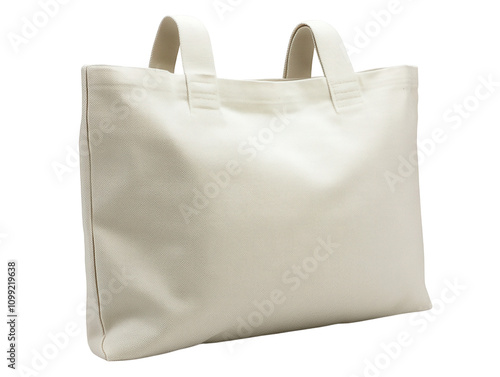 Beige canvas tote bag for shopping and daily needs. photo