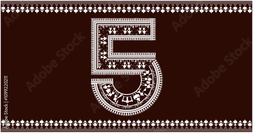warli painting Harmony,rafted the numbers1,2,3,4,5,6,7,8,9, font to 10 in the traditional Warli font. 1 As she painted, she imagined the numbers coming to life
