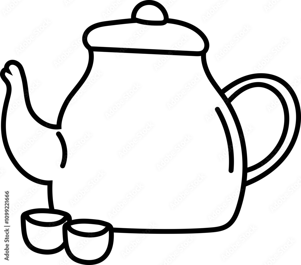 Fototapeta premium Teapot black and white. Vector illustration.