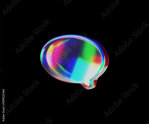 Vector 3d illustration of a glass, empty, holographic, speech bubble.