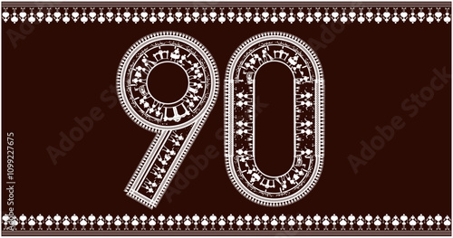 warli painting Harmony,rafted the numbers1,2,3,4,5,6,7,8,9, font to 90 in the traditional Warli font. 1 As she painted, she imagined the numbers coming to life