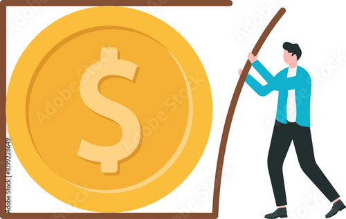 Control inflation to not exceed predetermined level, policy to keep inflation within the framework of optimal economic stability concept, Businessman trying to keep inflation balloon within boundary b
