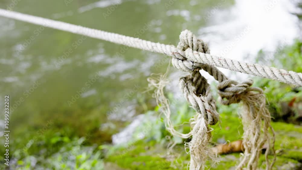 Get Moving Rope A rope for mooring ships swinging on waves moving up and down. Stock ...