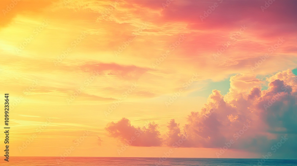 Fototapeta premium Gradient Overlay Orange Sky Evening Sunset Sunrise Pastel Soft Effect Background Pattern Abstract Texture Design Summer Nature Spring Light Beauty Template Yellow Pink Orange 