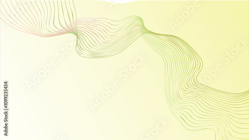 Abstract wavy line design in soft green and yellow gradient tones, creating a serene and modern background. Ideal for wellness, nature, and creative designs