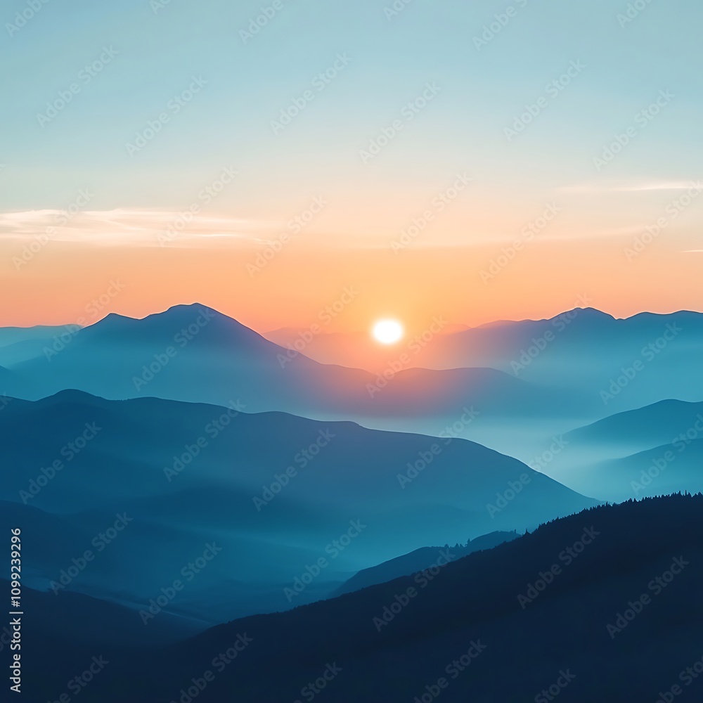 Obraz premium Breathtaking view of sunset over tranquil mountain range image