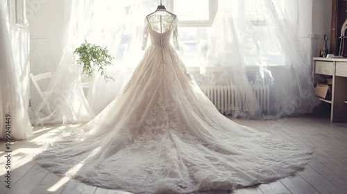 Wedding dress in the salon photo