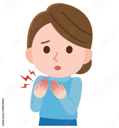 あかぎれ　しもやけ　手荒れに悩む女性　イラスト