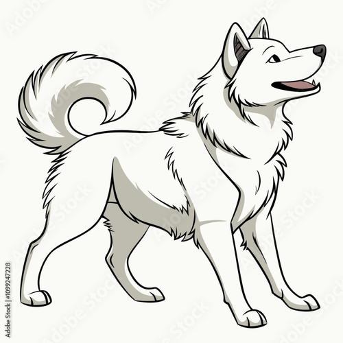 Cute and lovable Alaskan Malamute vector art illustration, perfect for pet-themed designs, prints, and creative projects.