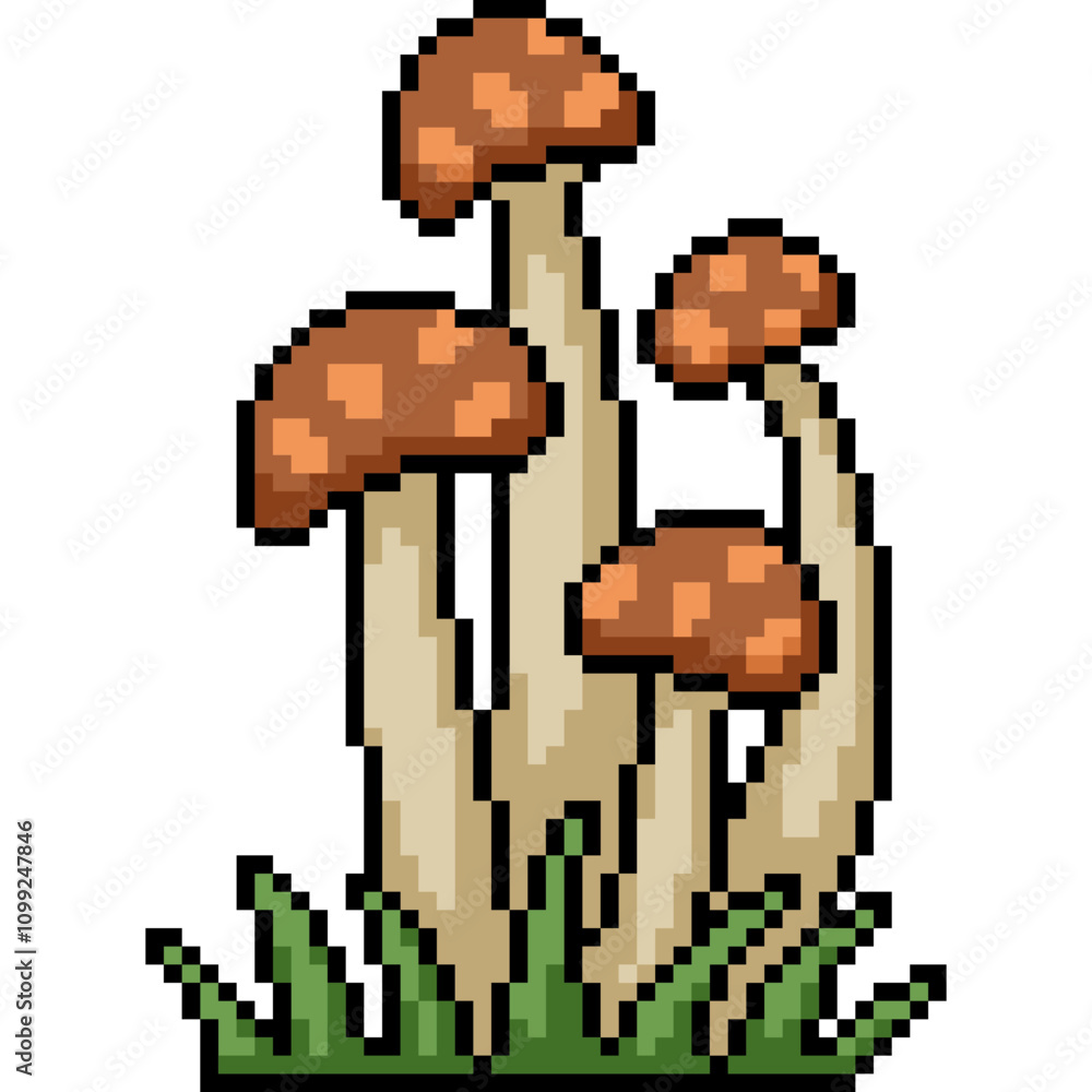 Obraz premium pixel art of eatable mushroom vegetable