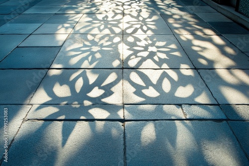 Islamic or ramadan background photo. Shadows of the islamic pattern on the ground. photo