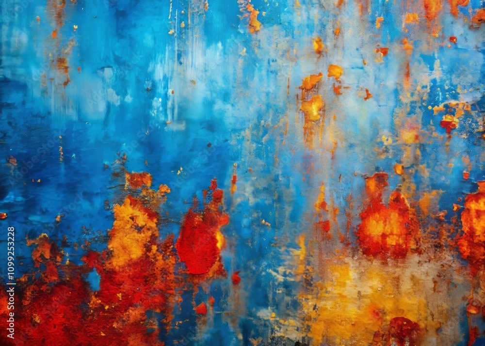 Fototapeta premium Captivating Blue Grunge Background Blending Warm Tones in a Macro Photography Style for Artistic and Abstract Visuals