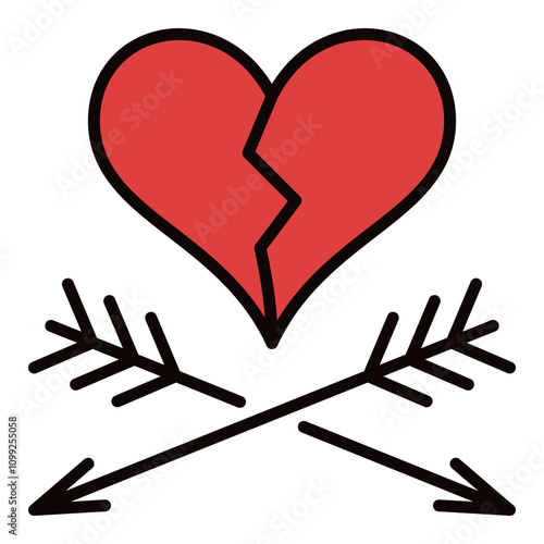 Broken Heart with Pair of Arrows vector Heart Broken colored icon