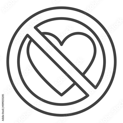 Broken Heart Ban vector Emotional Pain line icon or symbol