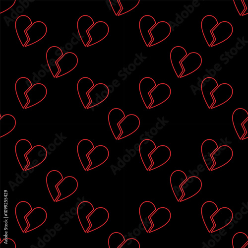 Heartbreak vector Broken Romance line seamless pattern