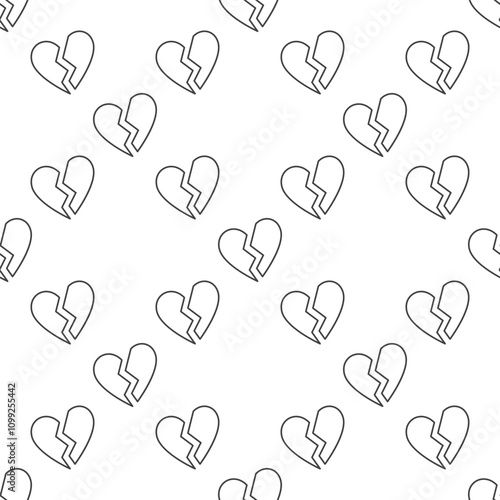 Heartbreak vector Emotional Distress seamless pattern in line style